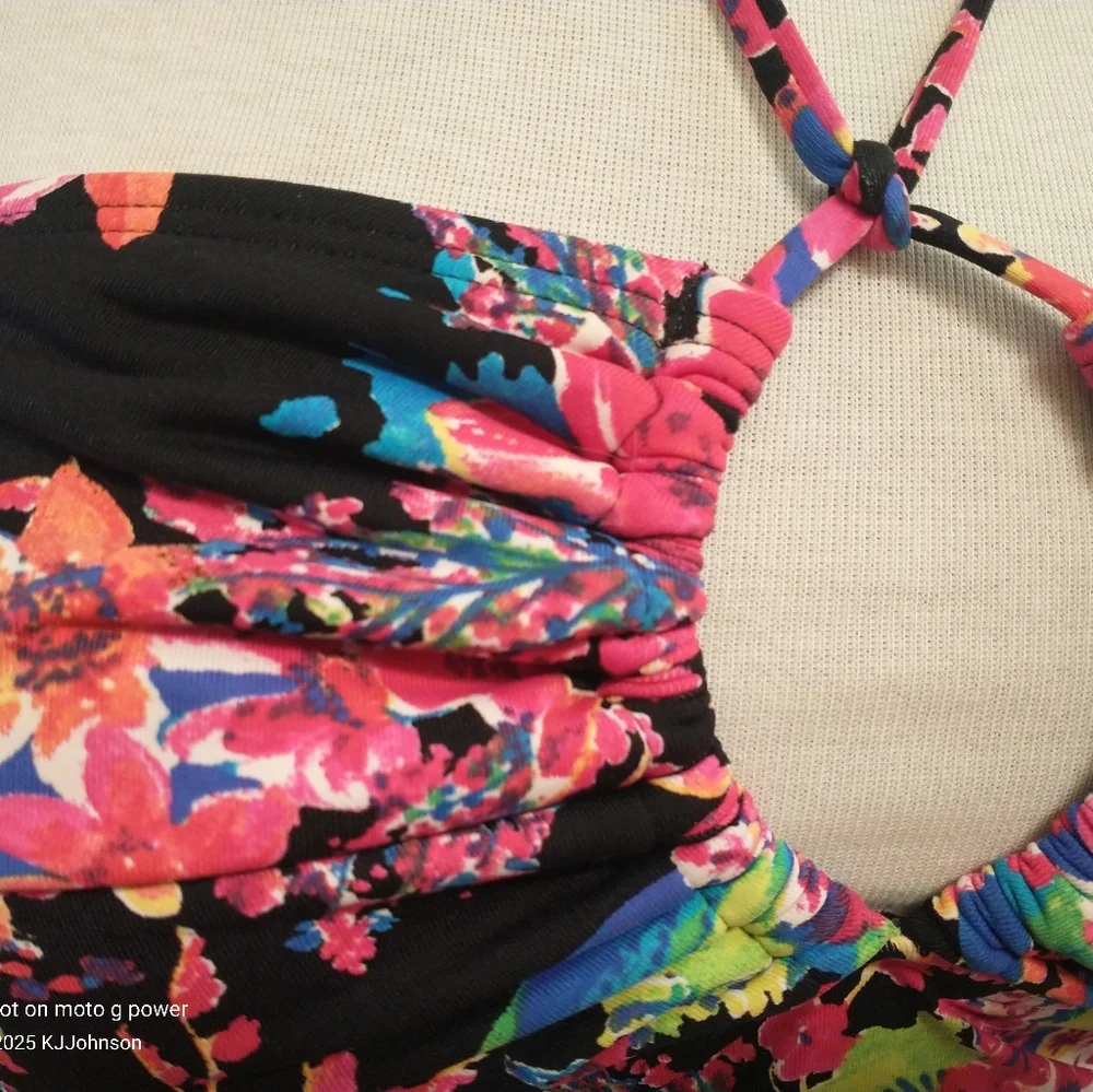 Liz Claiborne Floral Tankini Swim Suit Top Size 14 - Picture 2 of 5